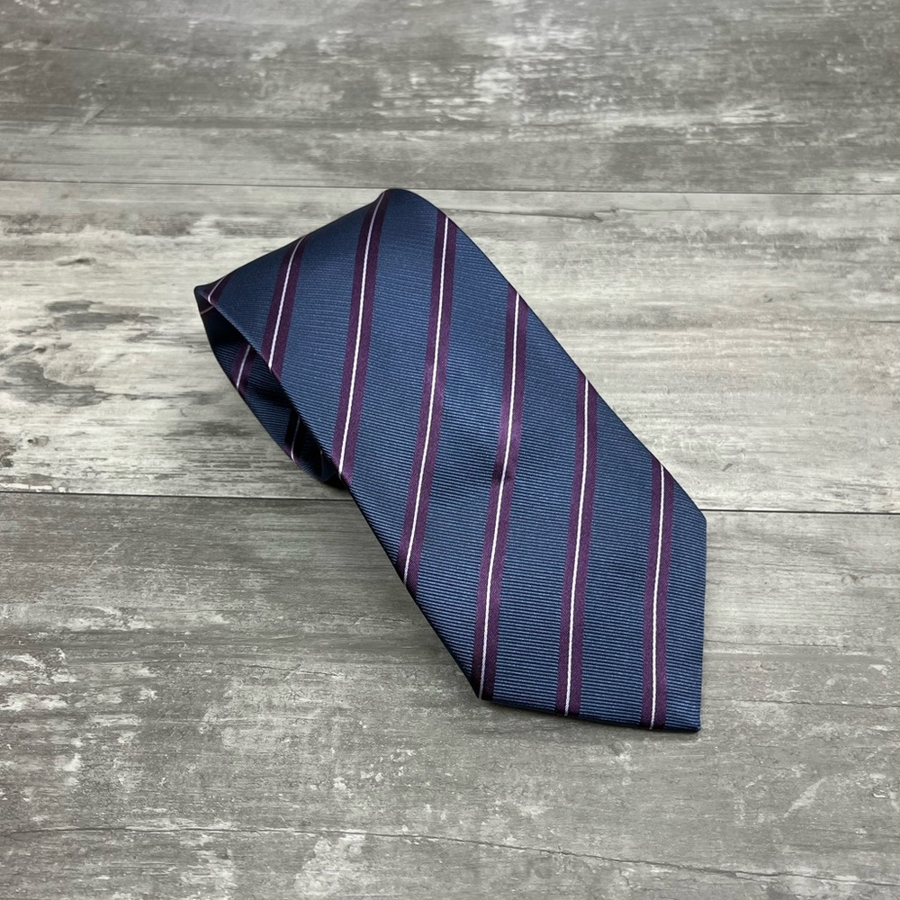 Fabio Ferretti Blue w/ Purple & White Stripe Silk Tie